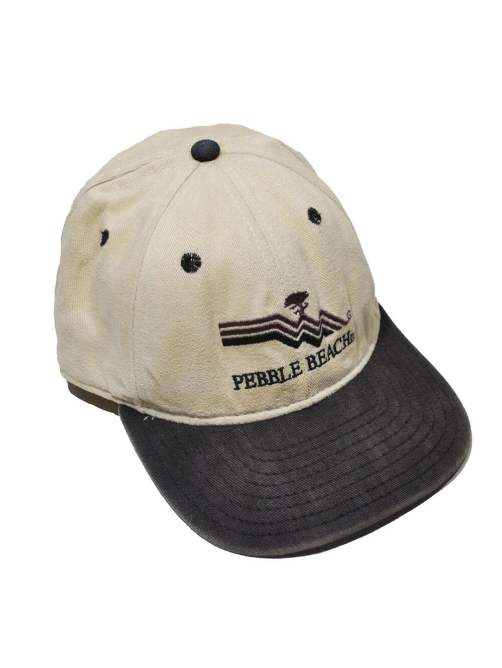 Vintage Pebble Beach Golf Course Country Club Tan 90s New Era Fitted Hat (7 1/4)